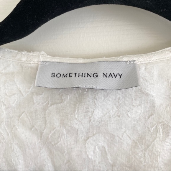 Something Navy Audrey Ruffle 3/4 Puff Sleeve Blouse in White - Picture 6 of 10